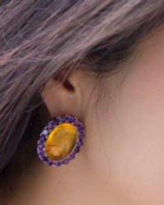 [나스첸카] 격식있는 자리에 시선 집중 _ amber  실버 수공예 호박 귀걸이