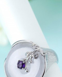 [나스첸카] 리틀 촉촉비 [실버 수공예 Lavender 비취 반지]