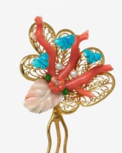 [나스첸카] 공주는 달달해 [실버 수공예 산호 뒤꽂이 터키석 뒤꽂이] _ 한복 머리장식 _ 결혼준비 _ 신랑어머니한복
