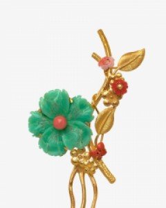 [나스첸카] 금화 金花 [실버 수공예 크리소프레이즈 산호 뒤꽂이]