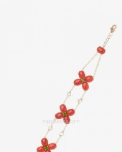 [나스첸카] 산호 꽃펀칭 _ 18K 산호 팔찌