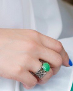 [나스첸카] 투박한 은세공 위에 천연 비취 _ 비취 반지
