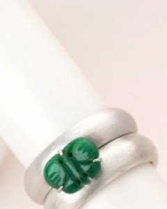 [나스첸카] 속이 꽉찬 초록 나비 은 쌍가락지_가락지 쌍가락지 은반지 은가락지