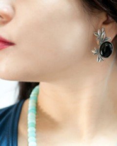 [나스첸카] 블랙 뱀부 [실버 수공예 오닉스 귀걸이]