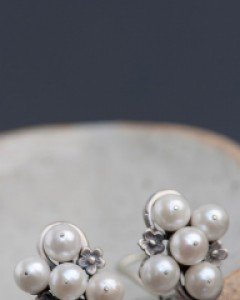 [나스첸카] 인어진주 꽃 귀걸이 [실버 수공예 진주 귀걸이]