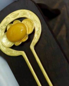 [나스첸카] 왕비 뒤꽂이 [실버 수공예 호박 뒤꽂이] _ 한복 머리장식 _ 결혼준비 _ 신랑어머니한복