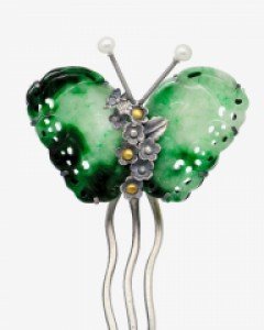 [나스첸카] 내게로 날아온 나비 [실버 수공예 비취 뒤꽂이]