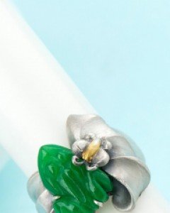 [나스첸카] 리본나비 개구리 반지 _ 염색 비취 반지