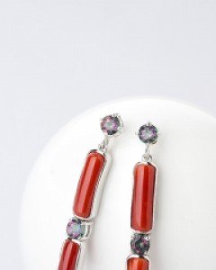 [나스첸카] 태양의 산호 2 _ 원석 산호 귀걸이