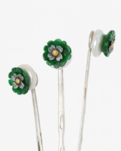 [나스첸카] MBC 드라마 조선변호사 협찬 한떨기 꽃 뒤꽂이 _ 진주 비취 옥 은 뒤꽂이 나스첸카