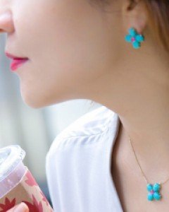 [나스첸카] 터키석 꽃펀칭 _ 14K 터키석 귀걸이