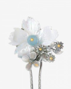 [나스첸카] 찰나의 미묘함 _ 자개뒤꽂이 아쿠아마린뒤꽂이 한복악세사리 자개비녀