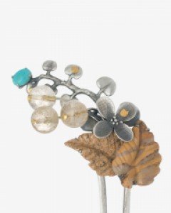 [나스첸카] tvN 철인왕후 협찬 _ 캬라멜 나뭇잎 두장 _ 쟈스퍼뒤꽂이 한복악세사리 금침수정뒤꽂이