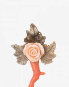 산호브로치 나뭇잎브로치 산호가지 브로치 유월과 산호