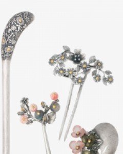 [나스첸카] 양면 조각된 단정한 여인 비녀 1과 뒤꽂이 3개 세트 _ 은비녀 은뒤꽂이