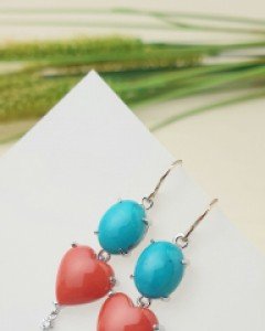 [나스첸카] 산호 귀걸이 터키석 귀걸이