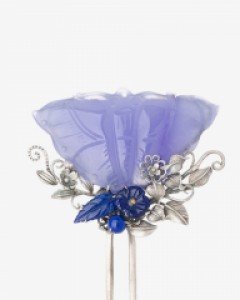 퍼플 블루 은 뒤꽂이 한복 장신구 나스첸카 Dwikkoji