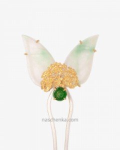 비취 뒤꽂이 옥 뒤꽂이 원석 뒤꽂이 한복 뒤꽂이 초록 리프 구중궁궐 나스첸카