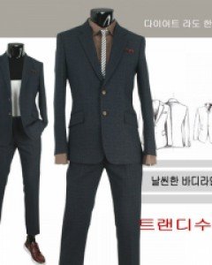 다이어트 한듯GO7823NP 네이비핀체크슬림핏 트랜디수트