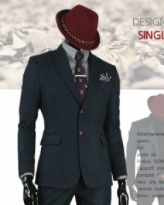 GO9853BC FIRENZE 블루차콜 Suit스웨이드 파이핑 디자인 겨울 남성정장