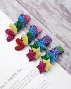 하트 별 반짝이 아동 머리핀