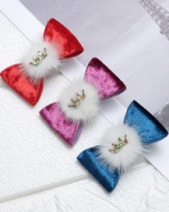 벨벳 밍크 여아 머리핀 (5cm 집게핀)