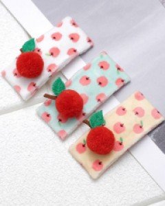 사과 벨벳 아동 똑딱핀 여아 머리핀 똑핀 유아 헤어핀 키즈 삔