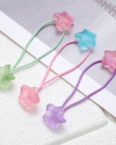 슈가 언발란스 하트 별 여아 머리끈(한쌍) 아동 유아 머리방울 아기 헤어끈 키즈 고무줄