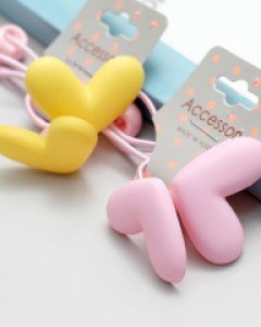 비비드 매트 하트 여아 머리방울 (한쌍) 아동 유아머리끈 아기고무줄