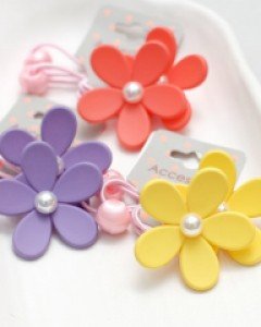 비비드 매트 플라워진주 여아 머리방울 (한쌍) 아동 유아머리끈 아기고무줄