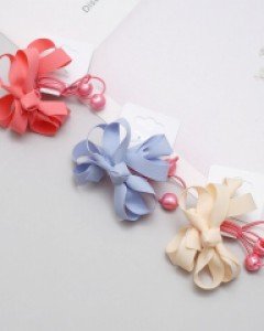 스윗 원단 리본 유아머리끈(한쌍) 여아머리방울 초등 헤어끈