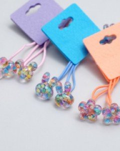 반짝반짝 바니 생쥐 플라워 여아 머리끈 (한쌍) 유아 방울 아기 헤어끈 아동 고무줄