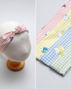 [국내제작] 와이어 체크곰돌이 헤어밴드 바니 반다나 터번 머리띠