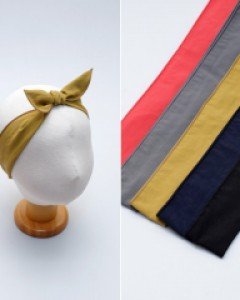 [국내제작] 와이어 무지 헤어밴드 바니 반다나 터번 머리띠