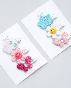 글리터 나비 구름 꽃 아기 헤어핀 세트 유아 머리핀 여아 집게핀