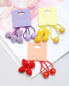 벨벳 통통리본 유아 머리끈(한쌍) 여아 머리방울 아기 고무줄