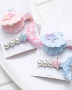 인어공주 유아 머리핀 세트 여아 조개 헤어핀 아동 집게핀