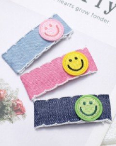 데님 스마일 유아 똑딱핀 여아 헤어핀 아동 머리핀 똑핀
