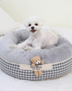 까꿍 베어 원형 베드 (그레이)