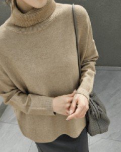 35255/비스코스혼방 루즈핏 터틀니트