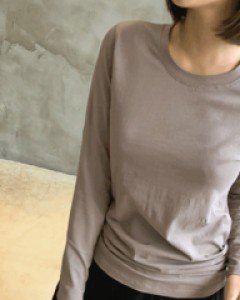 39382/옆셔링 슬림핏 라운드티셔츠