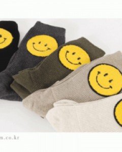 h763/골지 스마일패치 패션양말