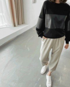 41516/에코레더 배색 쭈리맨투맨