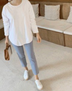 42628/둥근밑단 언발 코튼티셔츠