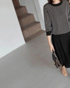 44590/패턴나염 플리츠배색 블라우스