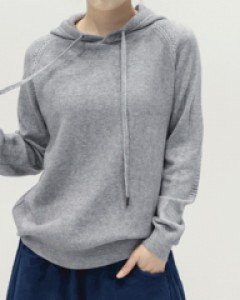 44990/후드 짜임배색 니트티셔츠