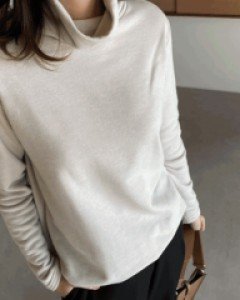 [20%세일]45363/하이넥 밑단밴딩 기모티셔츠
