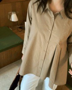 [20%세일]45955/언발 플리츠 포인트블라우스