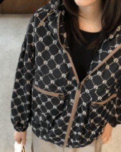 45960/나염 스트링 후드집업자켓