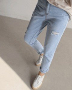 [20%세일]46289/히든밴딩 디스트로이드 데님팬츠